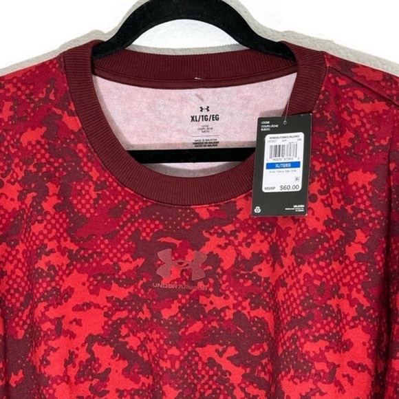NWT Under Armour Camo Rival Fleece Crew Sweatshirt Red- size women's XL - Picture 4 of 5